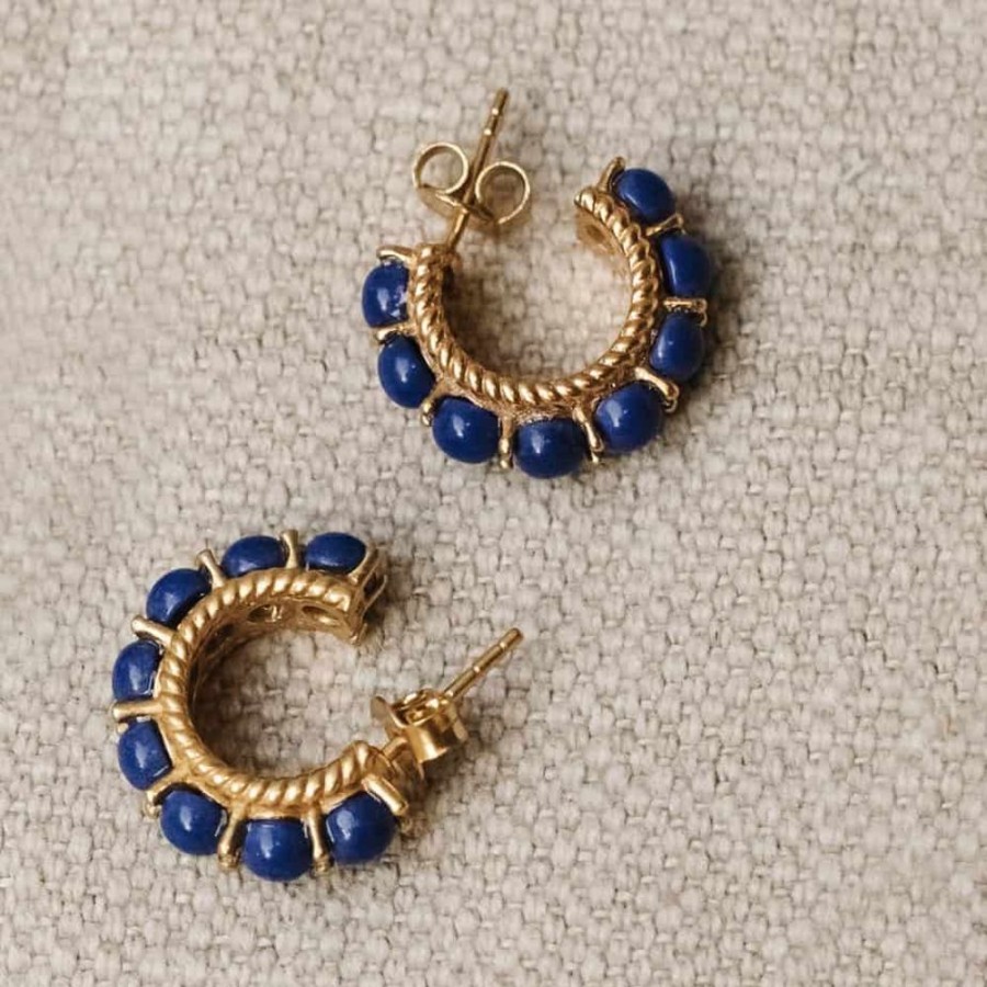 Earrings Shyla | Rosalia Lapis Hoop Earrings