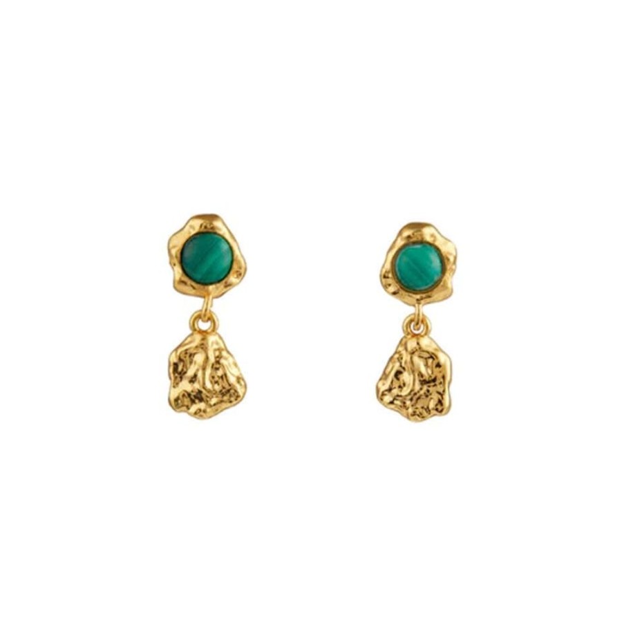 Earrings Orelia | Molten Malachite Drop Earrings