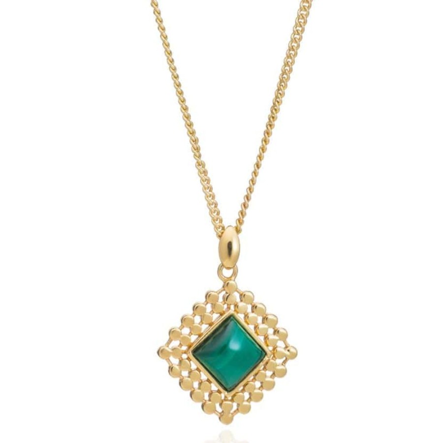 Necklaces Azuni London | Azuni Etrusca Malachite Diamond Drop Necklace