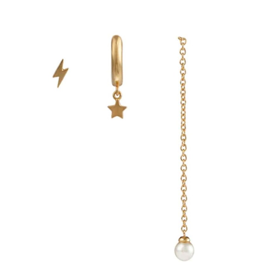 Earrings Orelia | Lightning, Star And Pearl Earring Set