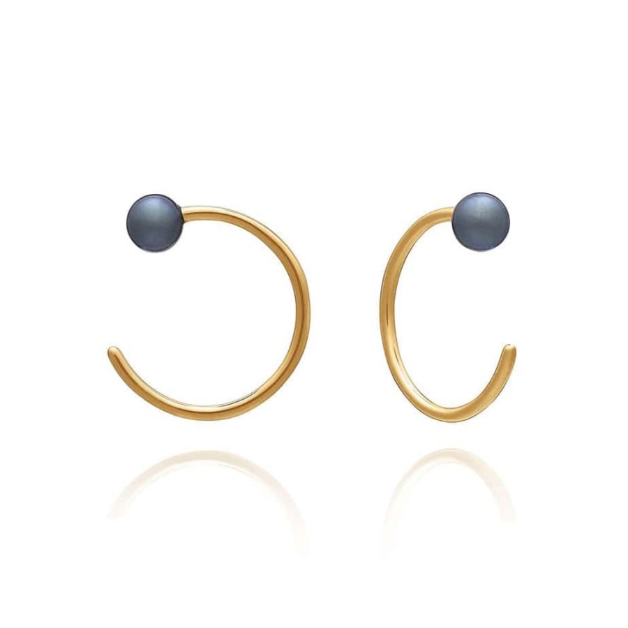 Earrings Rachel Jackson | Stellar Evolution Black Pearl Hoop Earrings