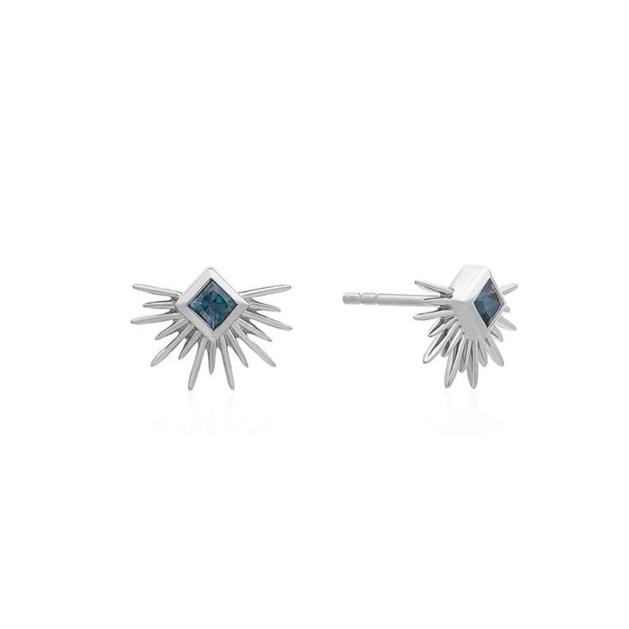 Earrings Rachel Jackson | Silver Electric Goddess Blue Topaz Studs