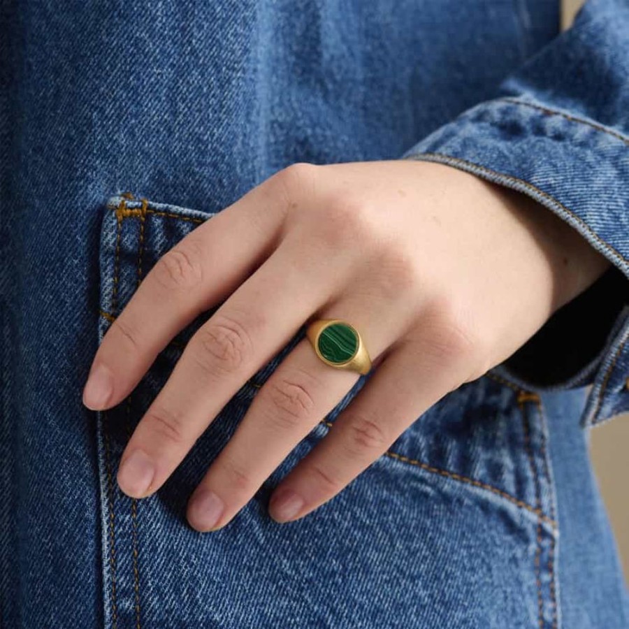 Rings Pernille Corydon | Forest Malachite Signet Ring