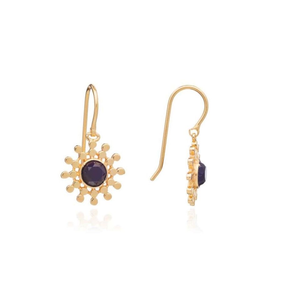 Earrings Azuni London | Azuni Etrusca Small Sun Drop Earrings With Black Onyx