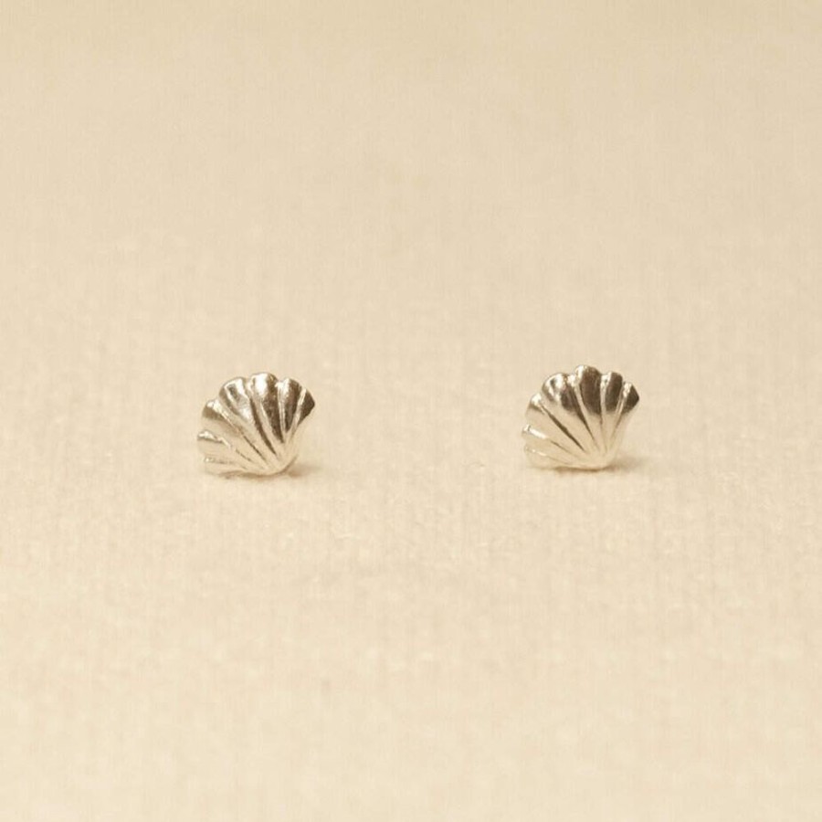 Earrings Rosie Kent | Silver Tiny Wing Shell Stud Earrings