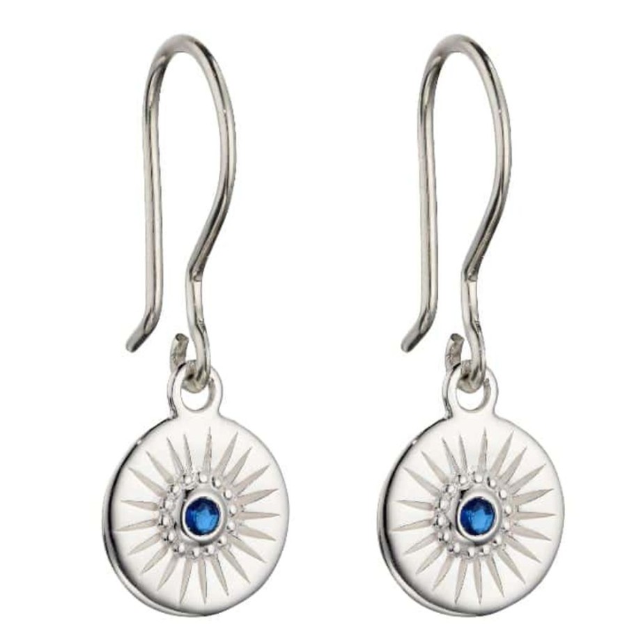 Earrings Silverado Classics | Silver Blue Crystal Disc Drop Earrings