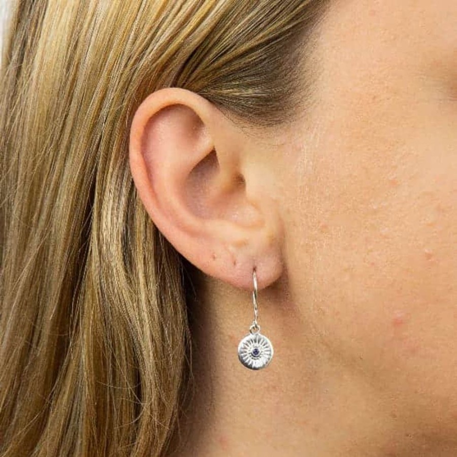 Earrings Silverado Classics | Silver Blue Crystal Disc Drop Earrings