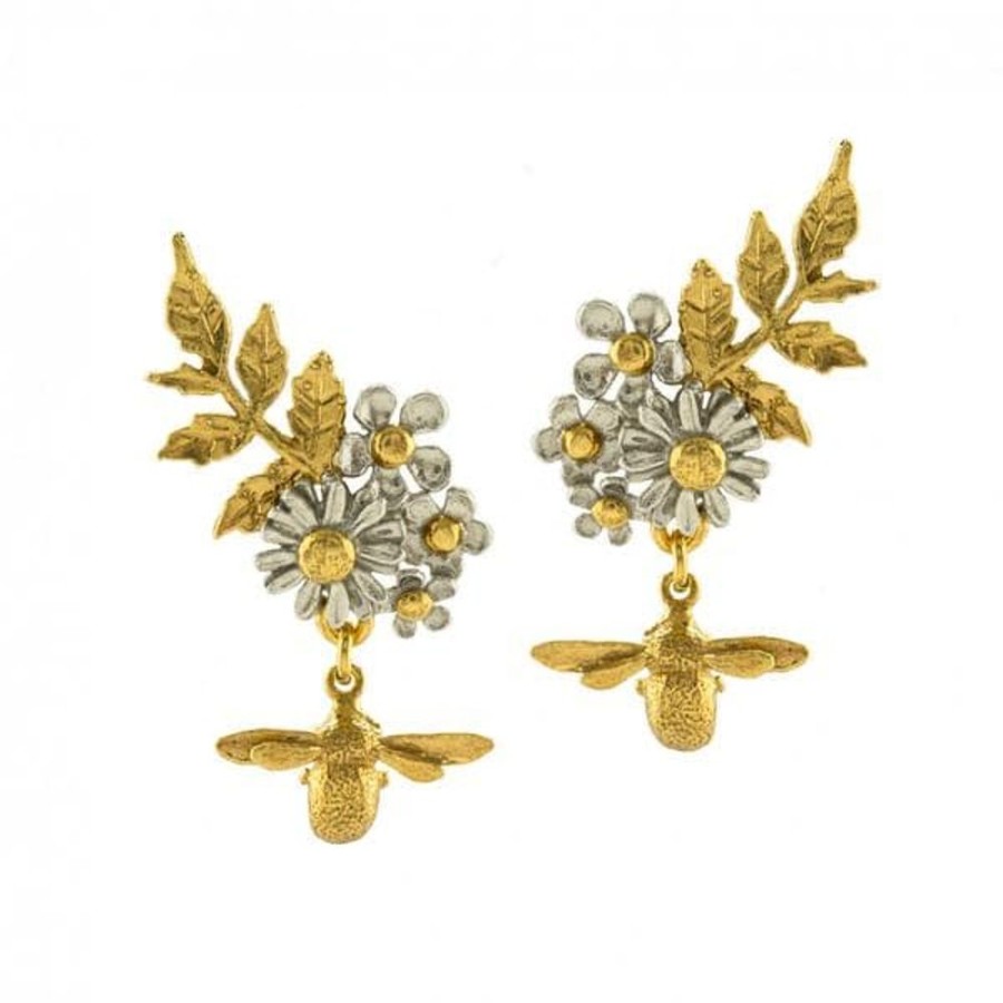 Earrings Alex Monroe | Alex Monroe Posy Cluster Bee Earrings